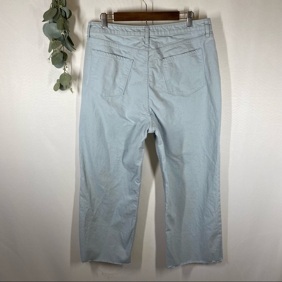Lauren Conrad | Wide Leg Ankle Light Blue Pants Speckled Women’s Raw Hem Size 18 - Picture 7 of 14